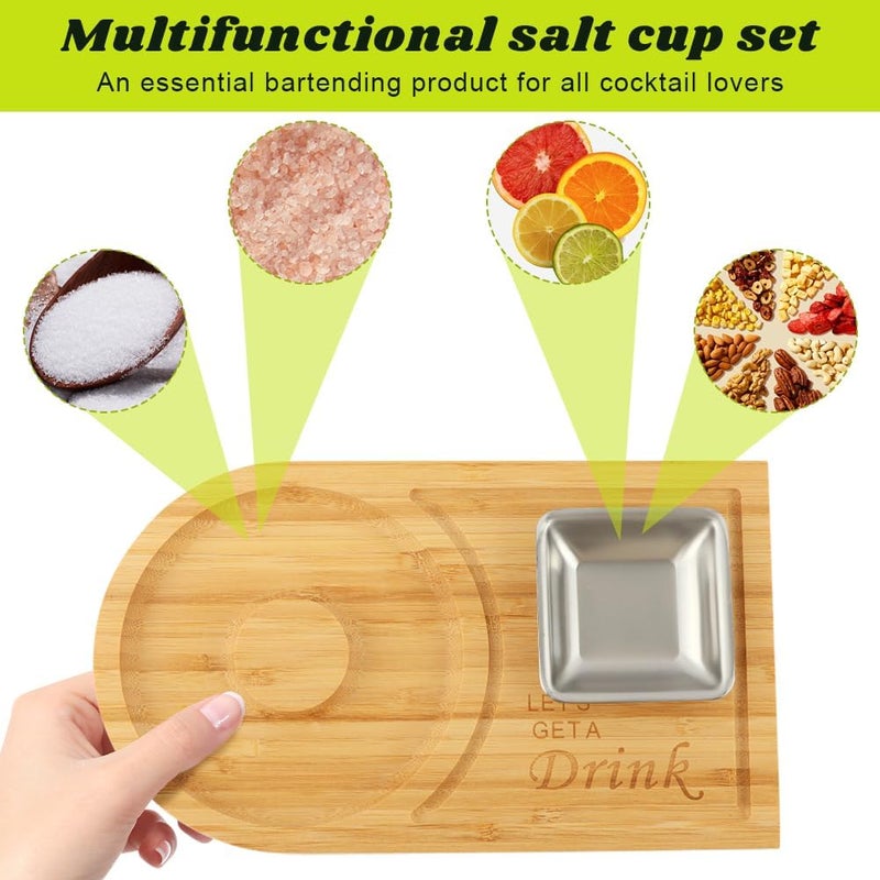 Ranjaner Margarita Salt Rimmer Set, Bamboo Wood Glass Rimmer, Home Bar Party Cocktail Set, Bartender Tool for Cocktails, Sugar and Salt Rimmer for Wide Glasses up to 4.7" - Image 4